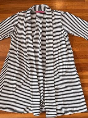 BURU Striped Open Front swing coat- Black & White